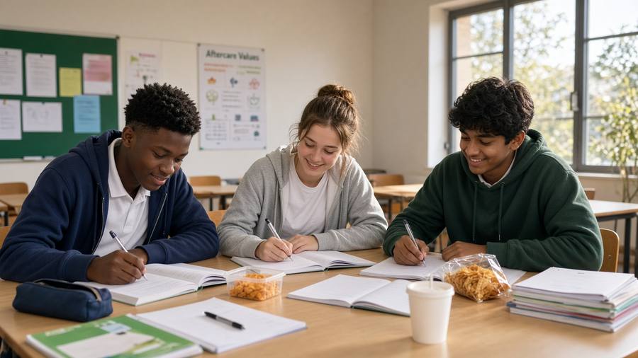 Students in aftercare doing homework